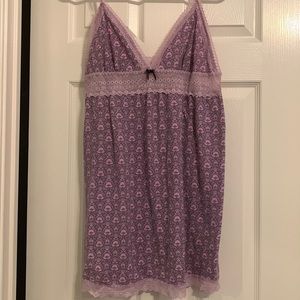 WOMENS PURPLE SLIP NIGHTY LACE STRETCH PAJAMA DRESS LACE MEDIUM